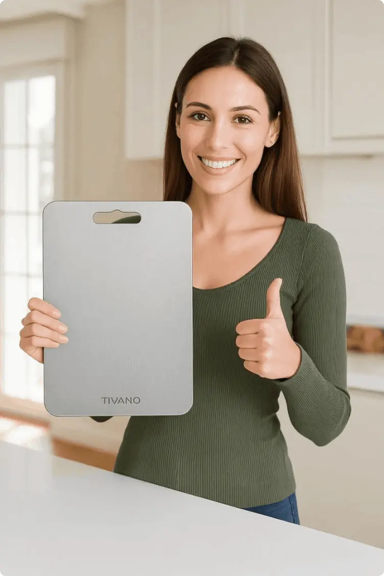 person using Tivano Cutting Board